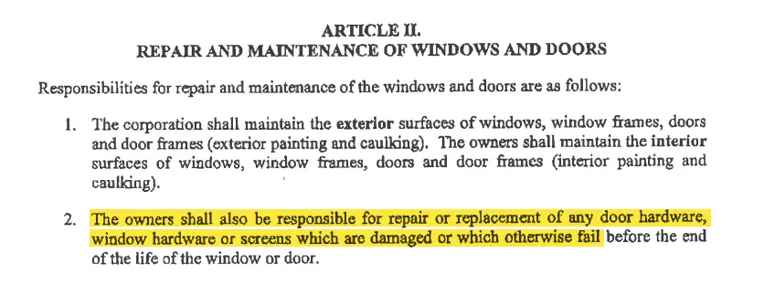 Excerpt from the by-law with the cited passage highlighted